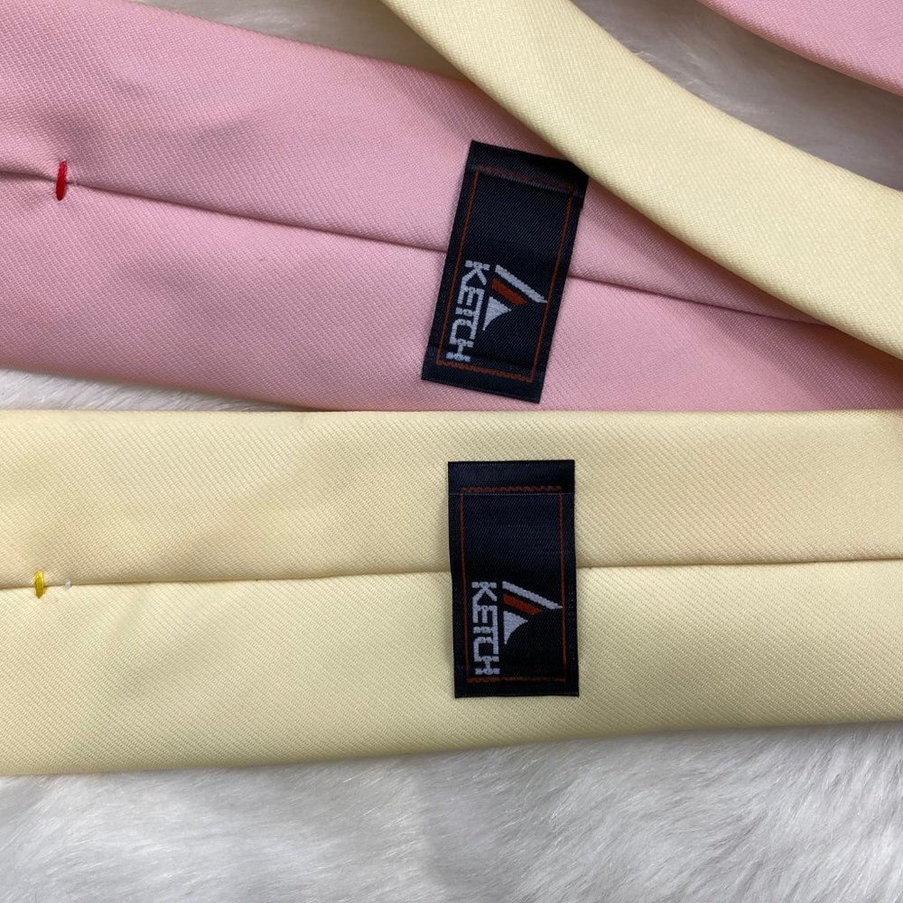 Pair of Ketch Neckties 100% Polyester Pink & Yellow 3" Wide X 57" Long - Picture 6 of 6